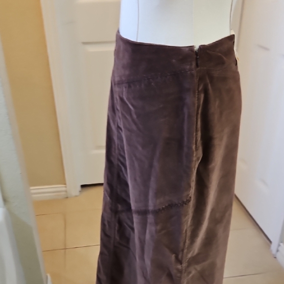 St Johns Bay Brown Corduroy Lace-Up Back Embroidered Maxi Skirt Size 6 - Picture 5 of 14